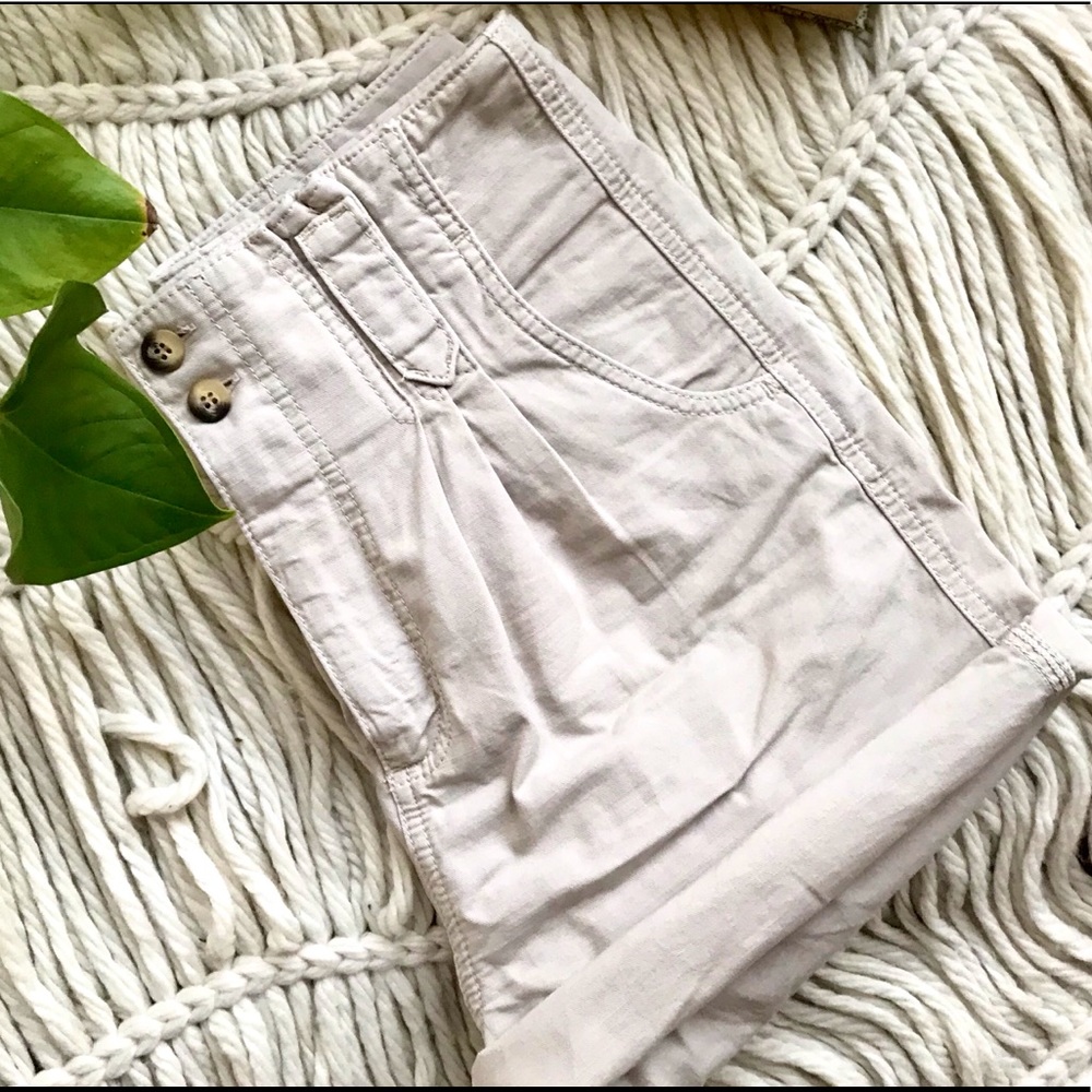 ASOS DENIM KHAKI HIGH WAISTED SHORTS